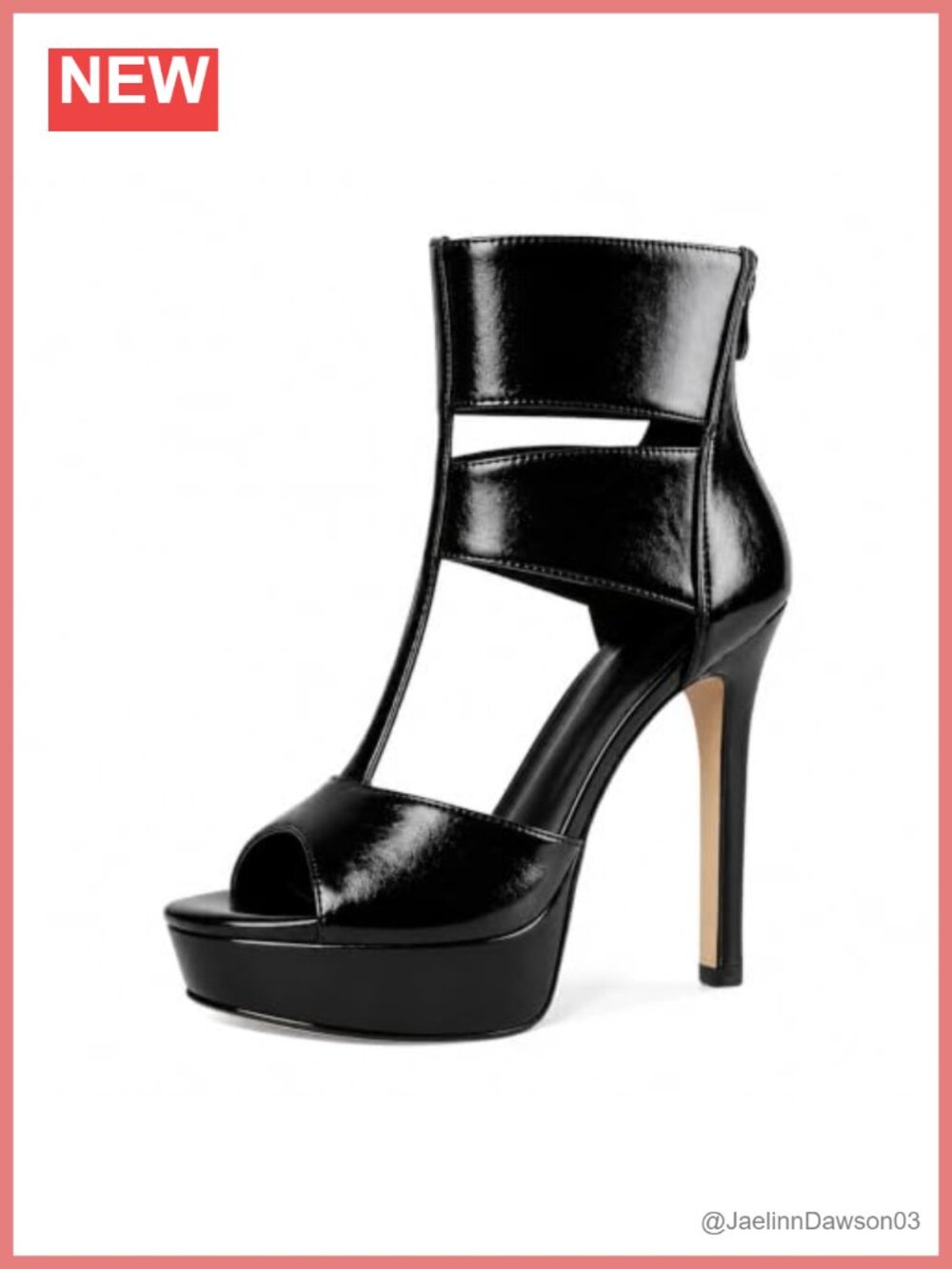 Gothic Cutout Ankle Boots Peep Toe Platform Stiletto Sandal Boot Faux Leather